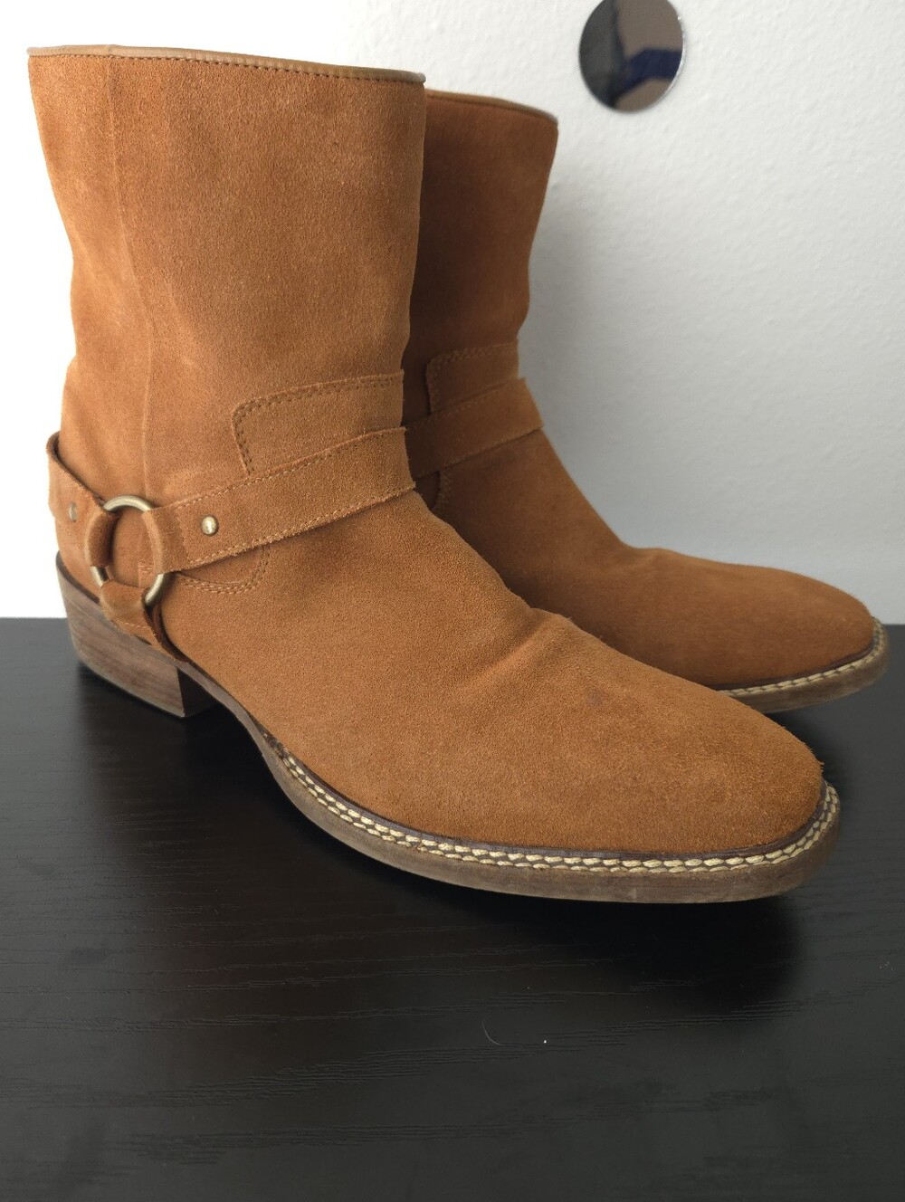 dingo Men's Calgary Suede Harness Cowboy Western Boots Whiskey Brown 11